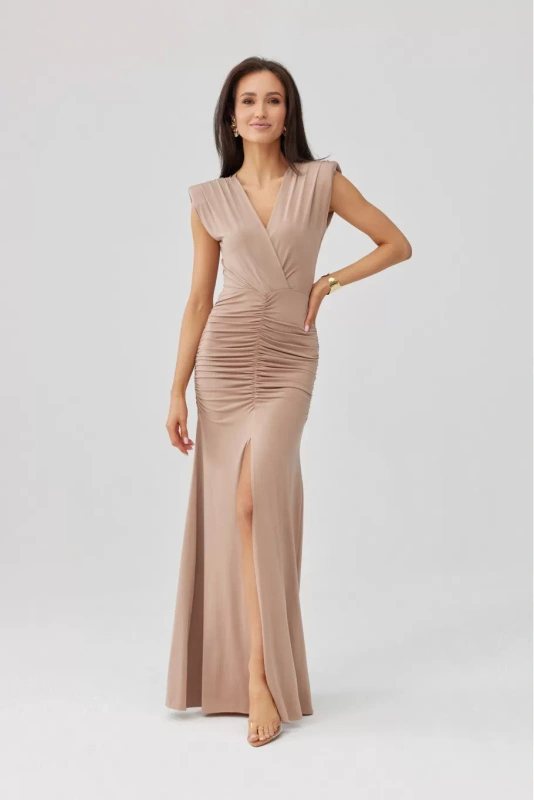 Noelia - sukienka maxi w kolorze cappuccino