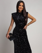 Elegancka Maxi Sukienka cekinowa Cavessa  czarny