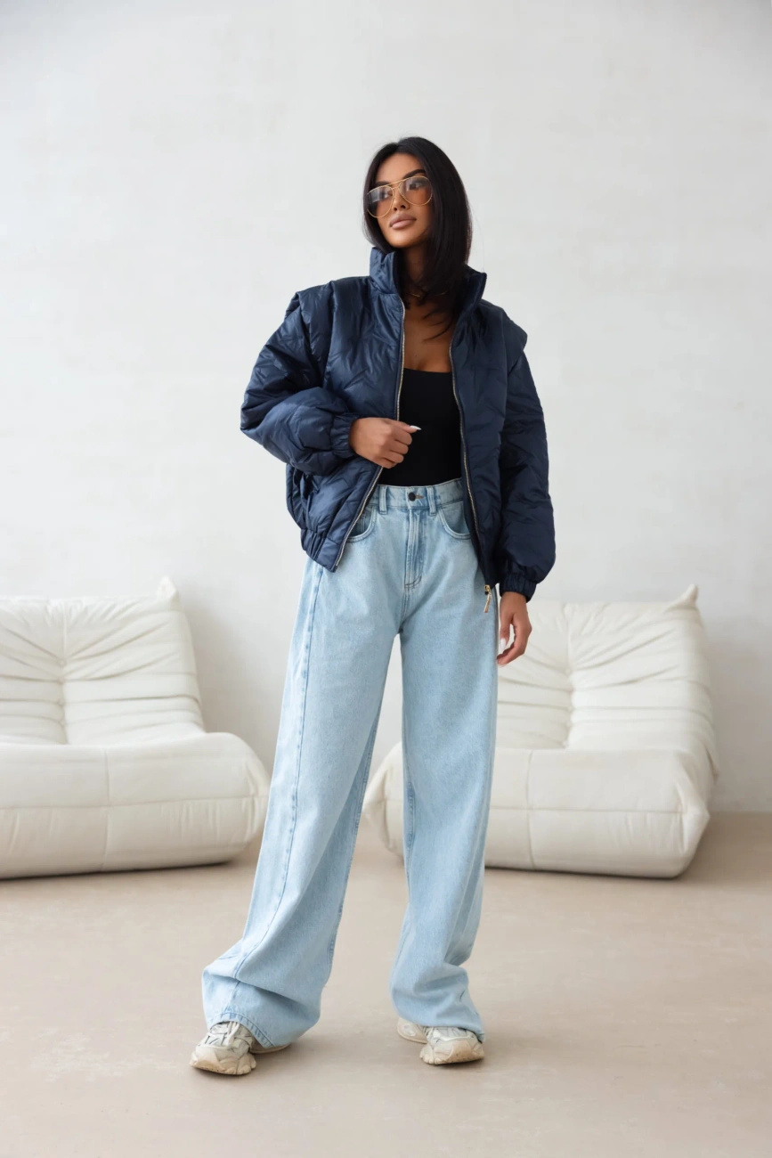 Kurtka pikowana oversize Camila granatowa