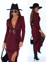 ELEGANCKA DOPASOWANA SUKIENKA MAXI Ava bordowa