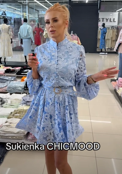 Elegancka mini Sukienka CHICMOOD błękitny