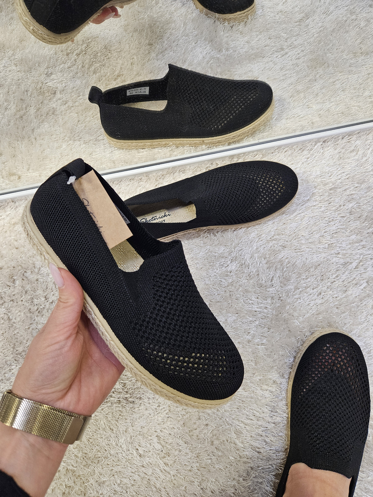 Damskie espadryle płaski obcas czarne 