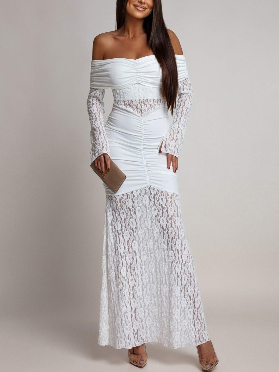 SUKIENKA MAXI HISZPANKA Z KORONKĄ Hannah biała