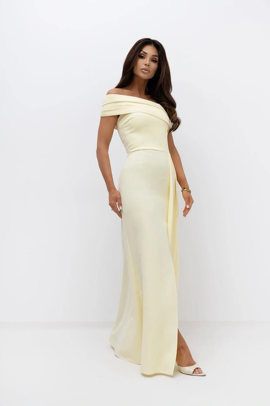 Elegancka dopasowama sukienka maxi Kristi yellow