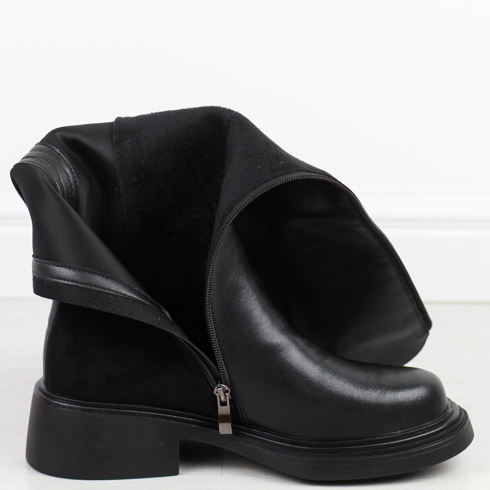 Eleganckie Kozaki ze Skóry Naturalnej czarne