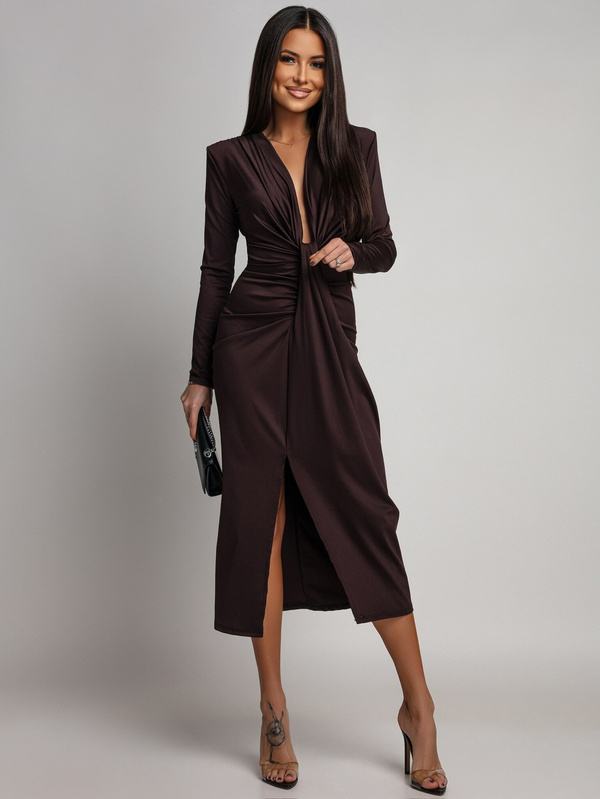 DOPASOWANA SUKIENKA Midi Julia czekoladowa