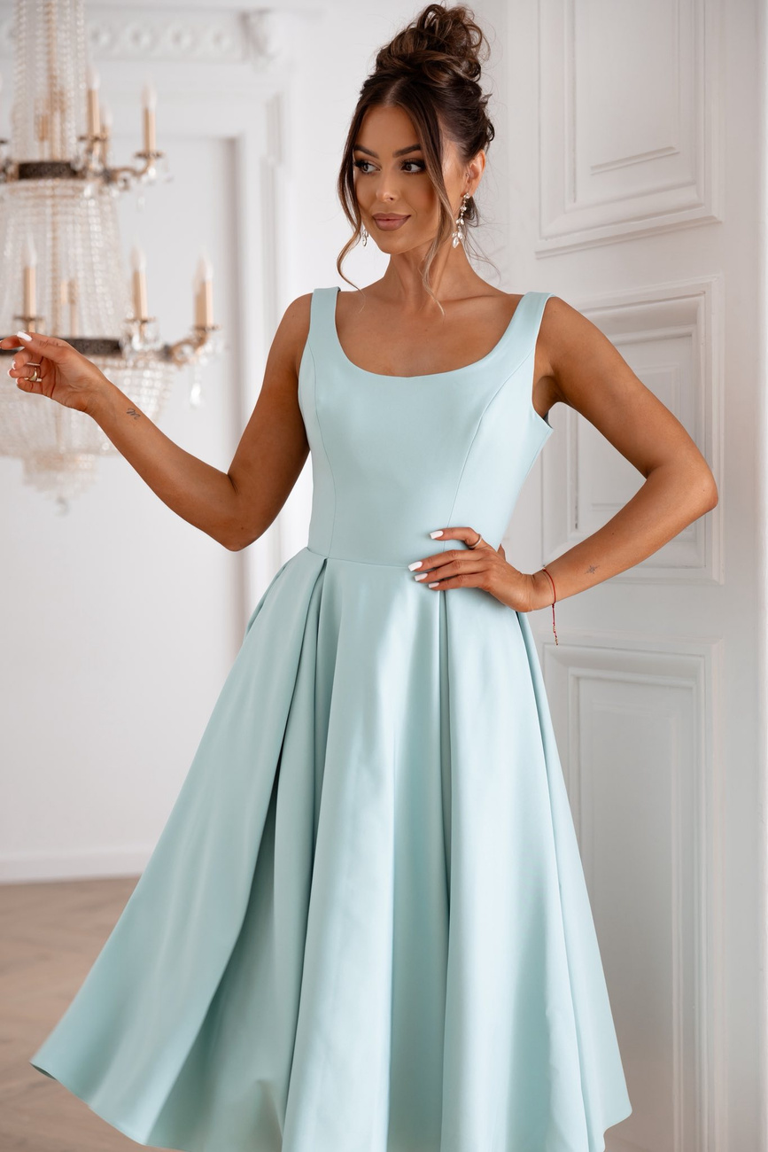 Elegancka  midi Sukienka na ramiączkach Merry miętowy