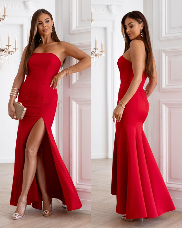 Elegancka Sukienka Maxi wieczorowa  MOLI czerwony