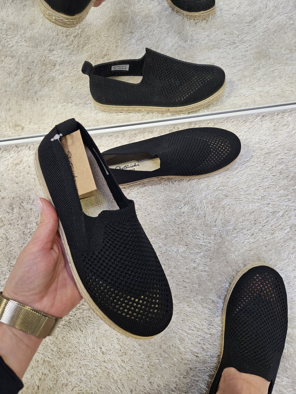 Damskie espadryle płaski obcas czarne 