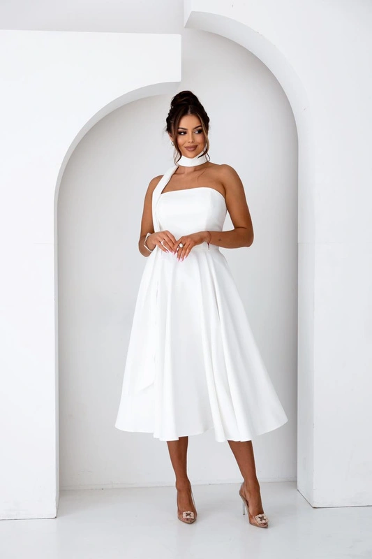 Elegancka gorsetowa midi Sukienka Asti biały