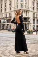 Drapowana maxi  sukienka Veloria z odkrytymi plecami w kolorze czarnym