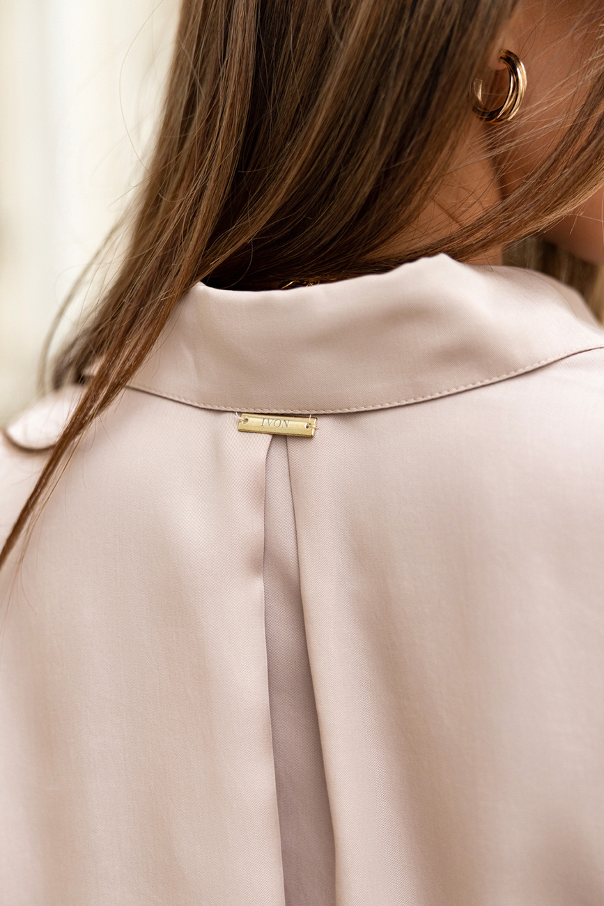 Beżowa Koszula Emilie Ze Złotymi Guzikami