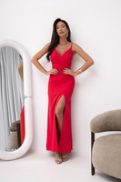 Elegancka dopasowama sukienka maxi Amira czerwony