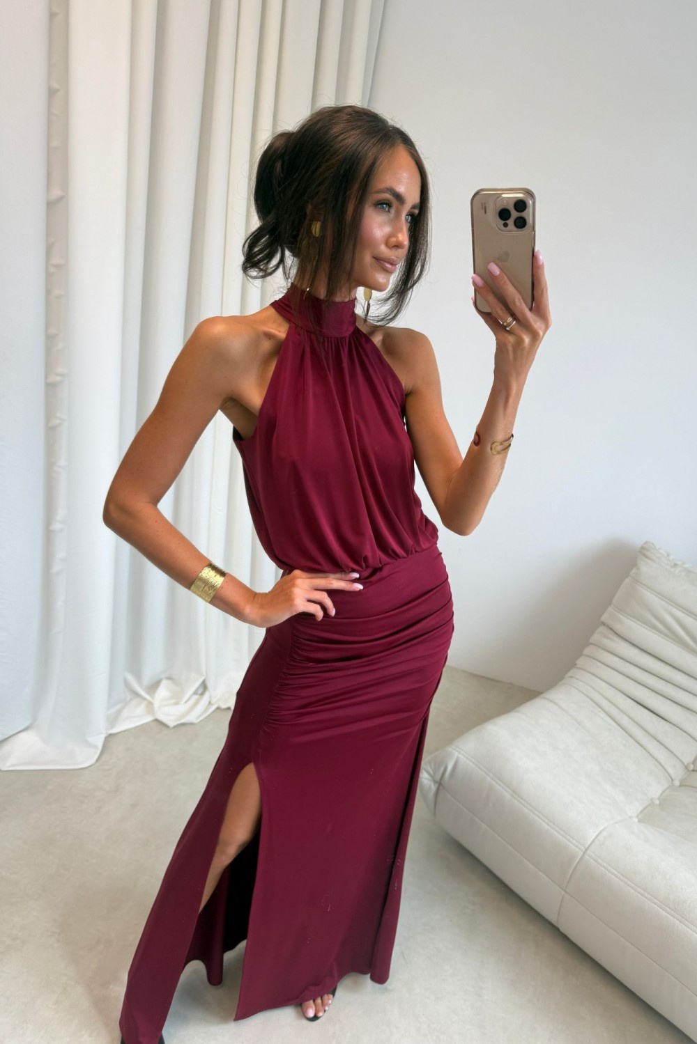 Maelis - sukienka maxi w kolorze bordowym