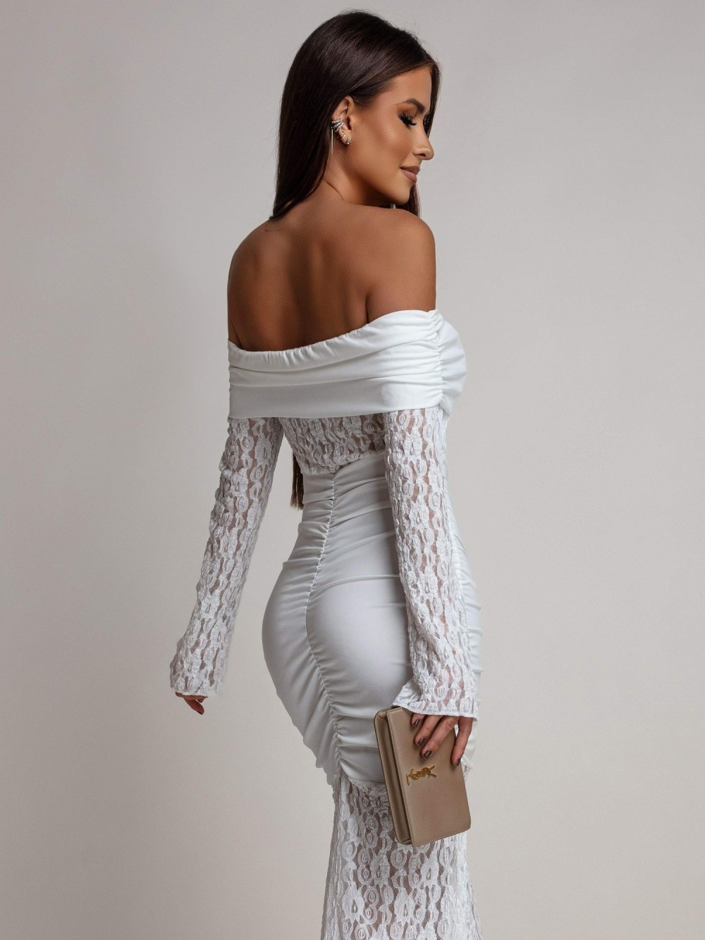 SUKIENKA MAXI HISZPANKA Z KORONKĄ Hannah biała