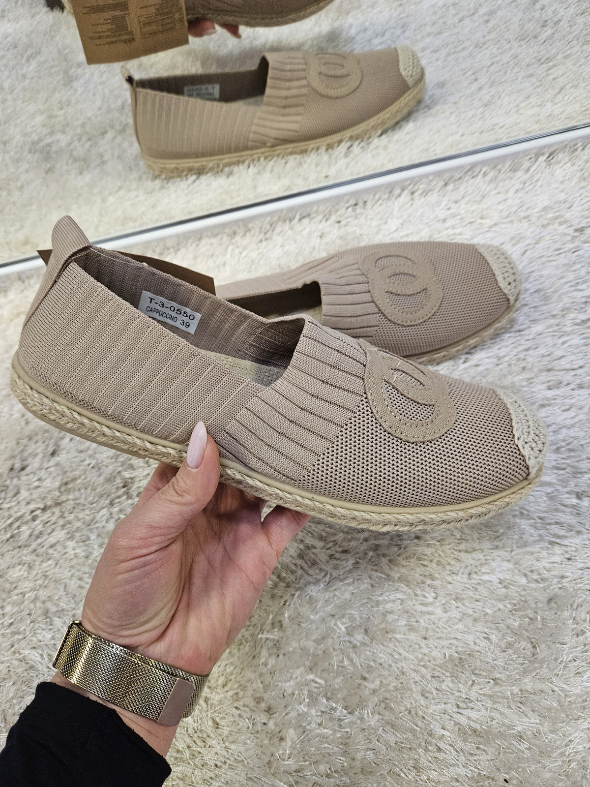 Damskie espadryle płaski obcas  jasny brązowy