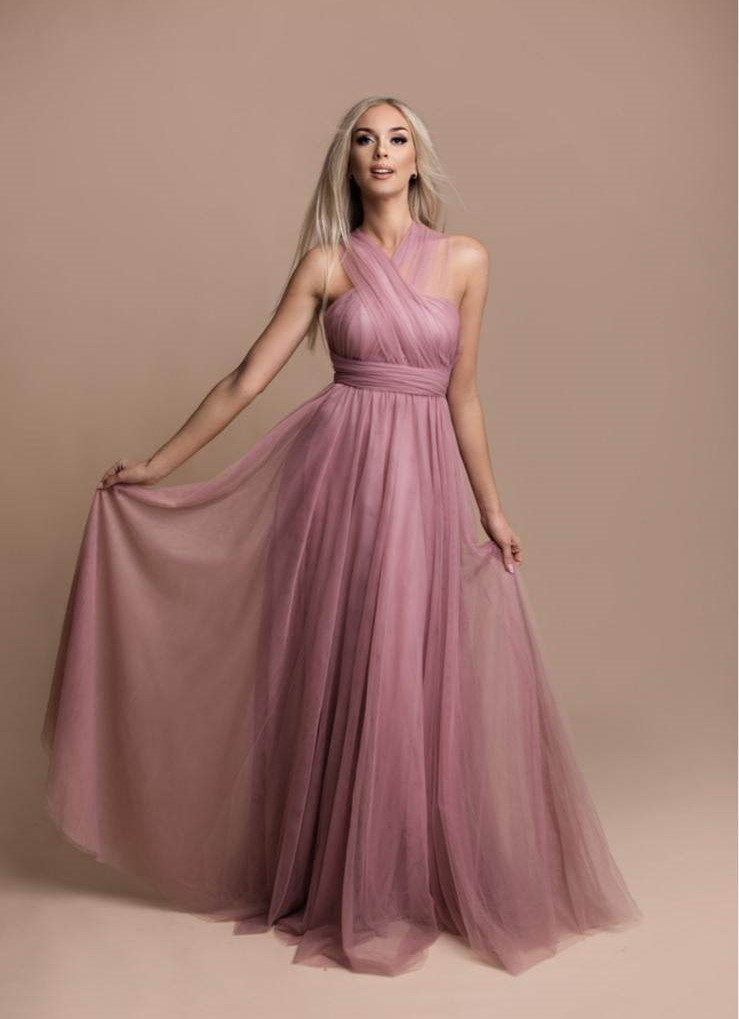 Elegancka Tiulowa  MAXI Sukienka ślubna- biały