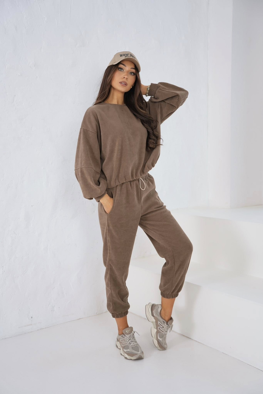 Komplet dresowy  2w1 PRĄŻKOWANY LION czekolada