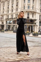 Drapowana maxi  sukienka Veloria z odkrytymi plecami w kolorze czarnym