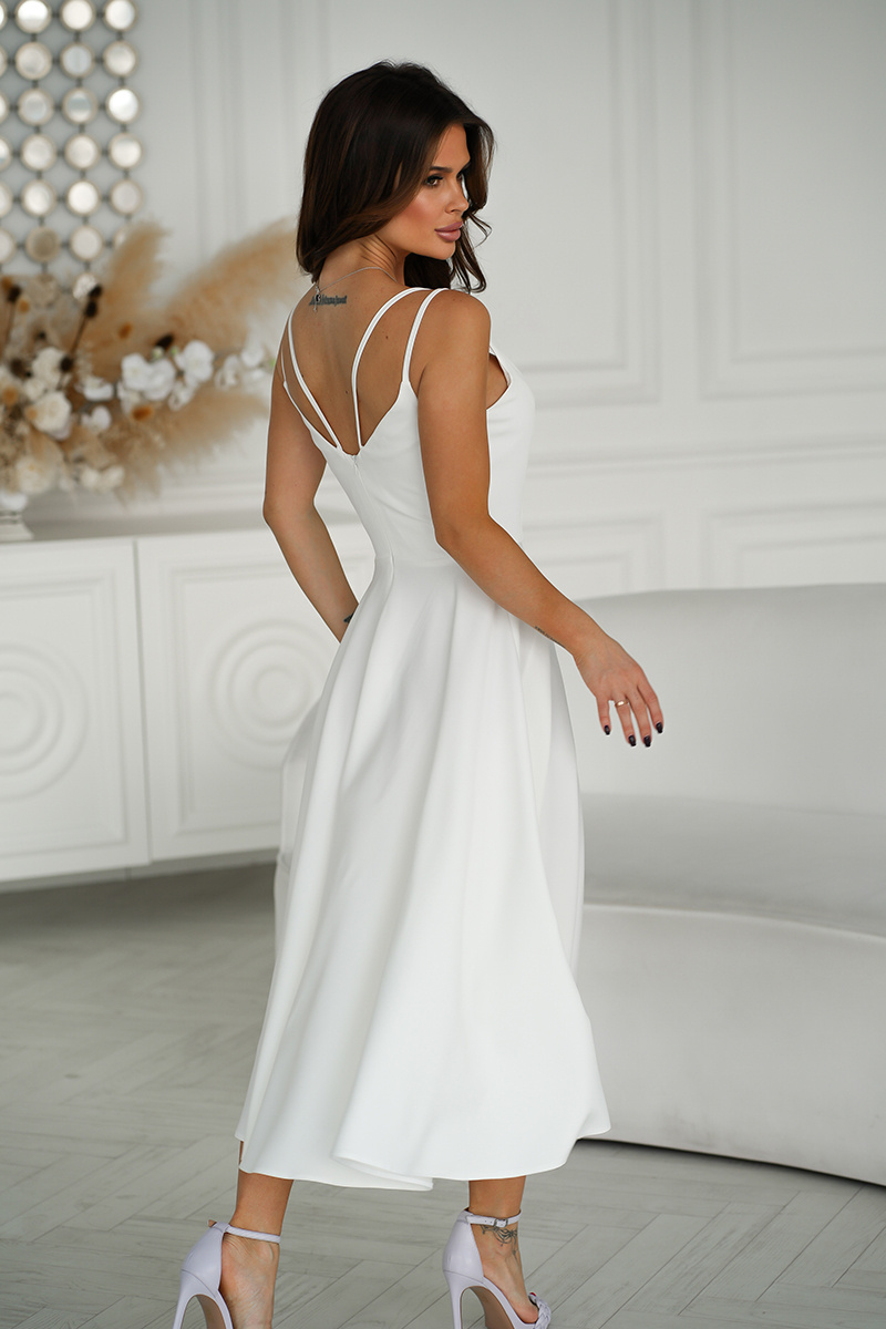 SUKIENKA MIDI NA RAMIĄCZKACH- biały