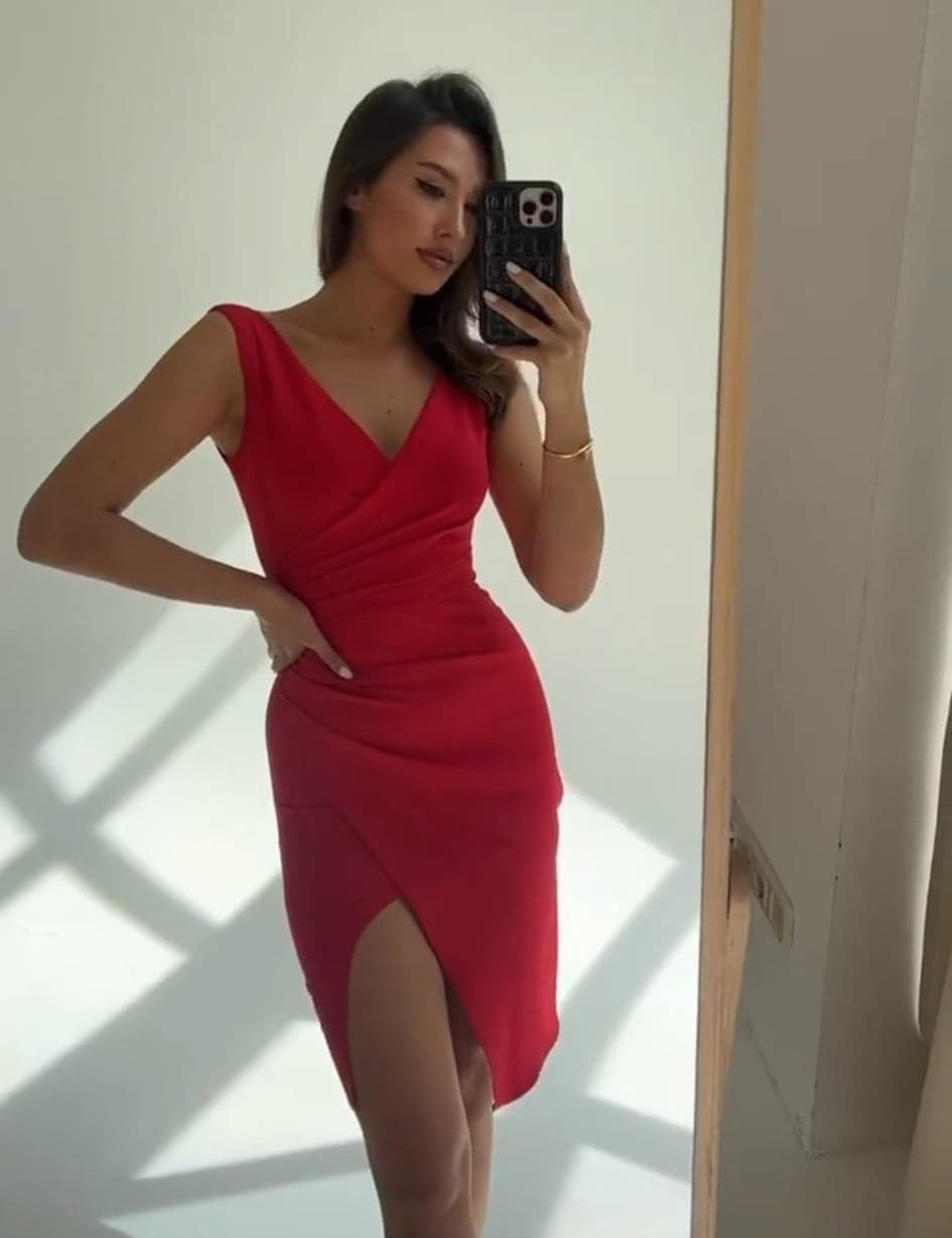 Krótka Sukienka Laura - czerwony