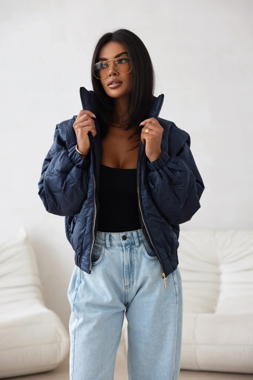 Kurtka pikowana oversize Camila granatowa