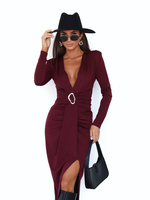 ELEGANCKA DOPASOWANA SUKIENKA MAXI Ava bordowa