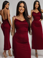 Elegancka Maxi Sukienka z odkrytami plecami Angela bordowy