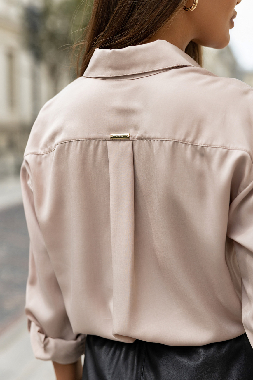 Beżowa Koszula Z Kieszeniami