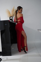 Elehancka Sukienka Glow maxi wieczorowa-czerwony