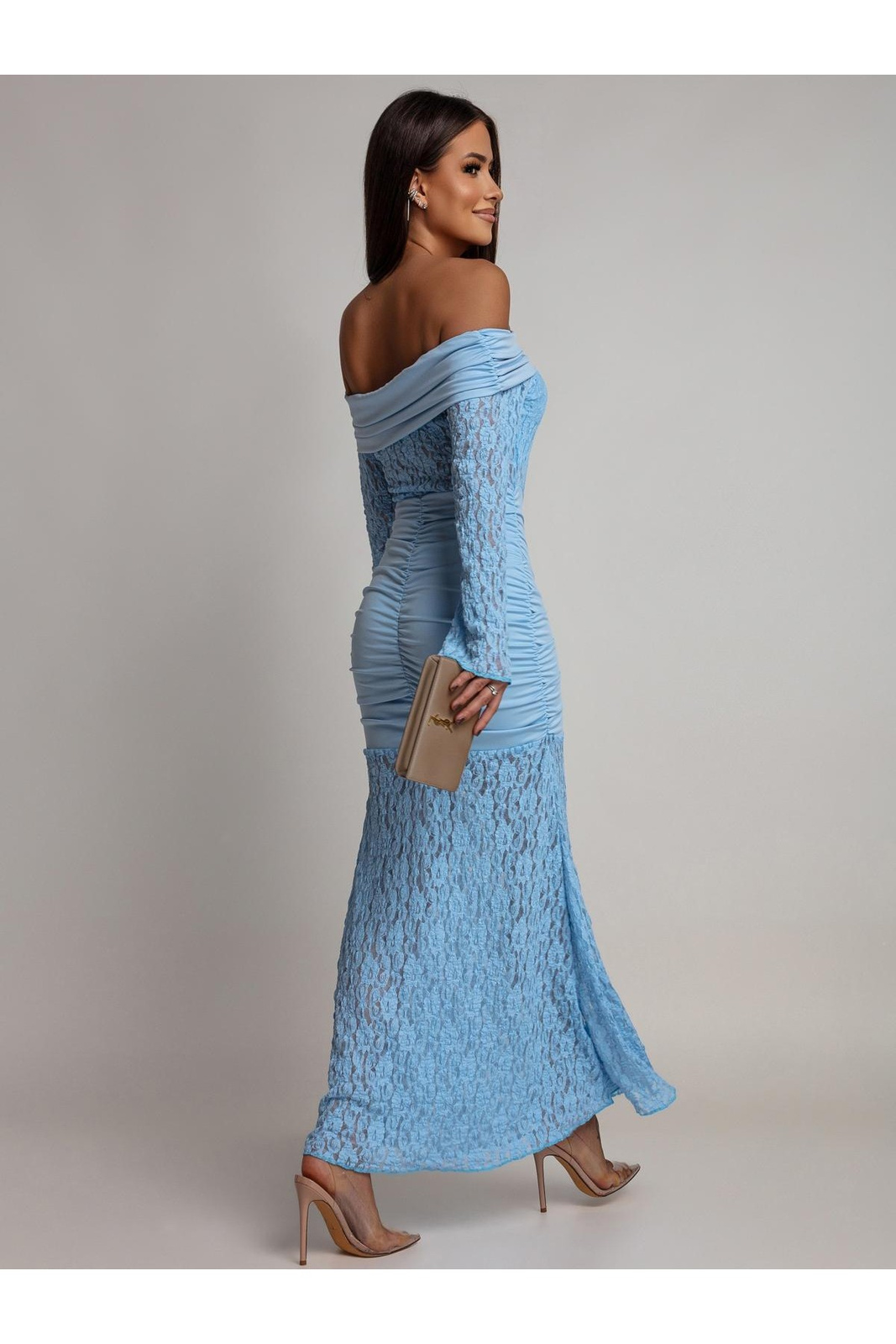 SUKIENKA MAXI HISZPANKA Z KORONKĄ Hannah niebieska