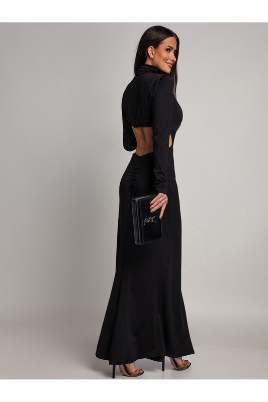 ELEGANCKA SUKIENKA MAXI Z Wycięciem Vella CZARNA