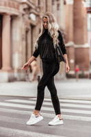 Welurowy komplet : spodnie + wygodna bluza- black